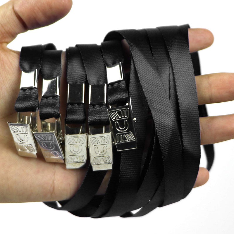 Ollain Lanyards for Id Badges Nylon Neck Flat Cruise Lanyard Bulldog Clips Durably Lanyards for Men Women Office ID Name Tags and Badge Holders (Black, 100 Pack) - Image 5